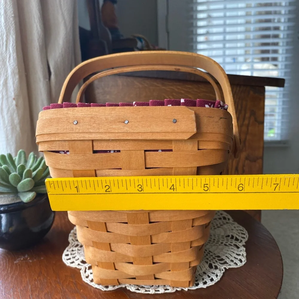 Longaberger Vintage Large Sleigh Basket Burgundy w/Plastic Liner Circa. 1995 EUC